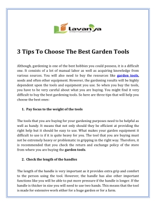 3 Tips To Choose The Best Garden Tools