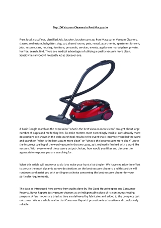 Top 100 Vacuum Cleaners in Port Macquarie