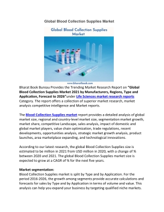 Global Blood Collection Supplies Market