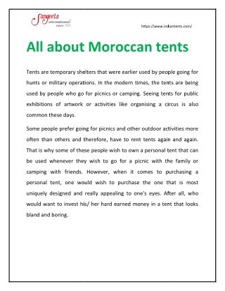 All about Moroccan tents