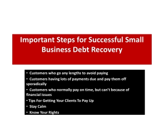 Important Steps for Successful Small Business Debt Recovery