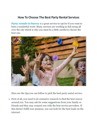 How To Choose The Best Party Rental Services