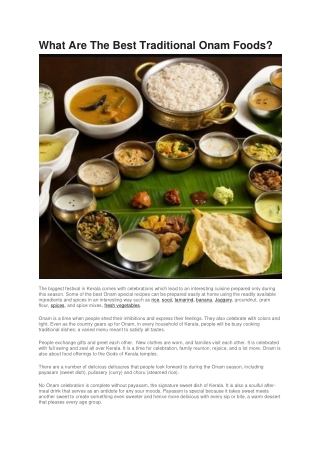 What Are The Best Traditional Onam Foods