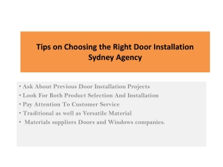 Tips on Choosing the Right Door Installation Sydney Agency