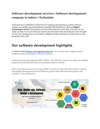 Software development services | Software development company in indore | Techomi