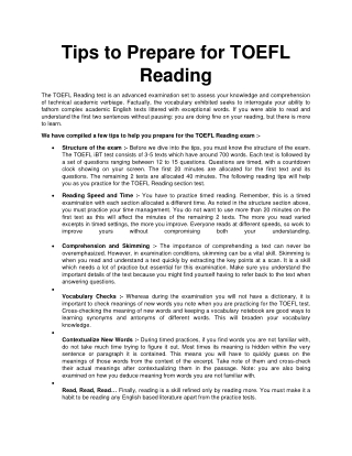 Tips to prepare for TOEFL Reading