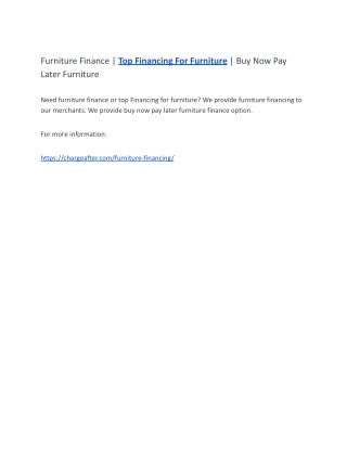 Furniture Finance | Top Financing For Furniture | Buy Now Pay Later Furniture