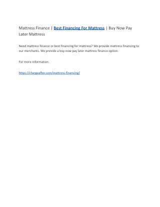 Mattress Finance | Best Financing For Mattress | Buy Now Pay Later Mattress