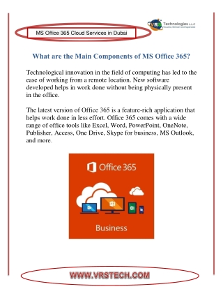 What are the Components of MS Office 365 Cloud Services in Dubai?