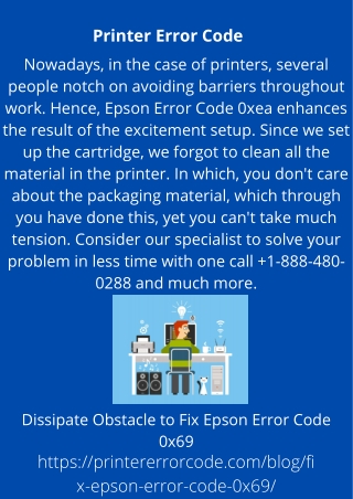 Dissipate Obstacle to Fix Epson Error Code 0x69