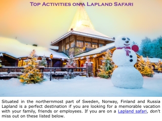 Top Activities on a Lapland Safari