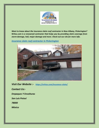 Insurance Claim Roof Contractor in Pickerington | Nrhius.com