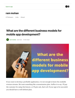 What are the different business models for mobile app development