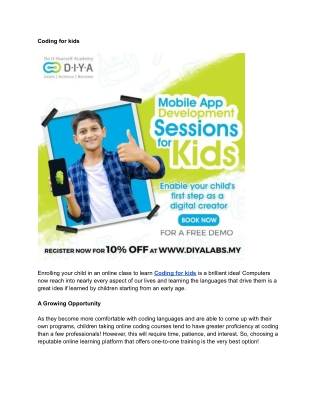 A Growing Opportunity - Coding for kids