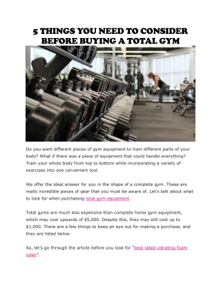 total gym equipment