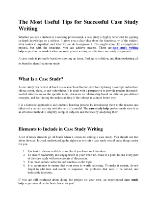 Useful Tips for Successful Case Study Writing