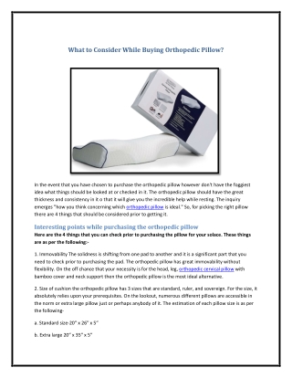 What to Consider While Buying Orthopedic Pillow