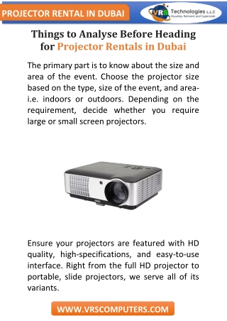 Things to Analyse Before Heading for Projector Rentals in Dubai