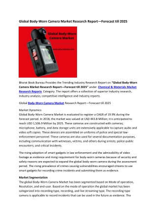 Global Body-Worn Camera Market Research Report 2021-2025