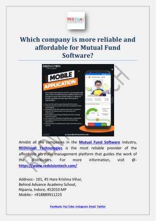 Which company is more reliable and affordable for Mutual Fund Software