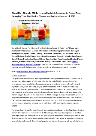 Global Non-Alcoholic RTD Beverages Market Research Report 2021-2027