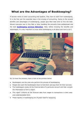 What are the Advantages of Bookkeeping