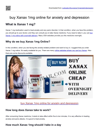 buy Xanax 1mg online for anxiety and depression