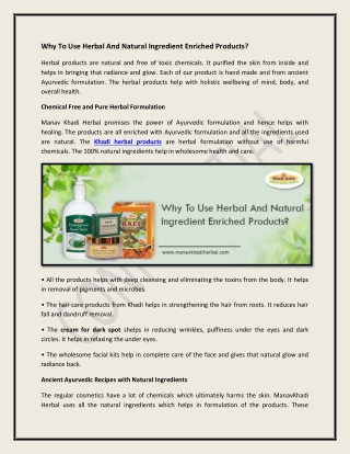 Natural Khadi Herbal Products Online