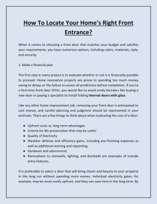 How To Locate Your Home's Right Front Entrance?