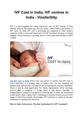 IVF Cost in India , IVF centres in India - Vinsfertility