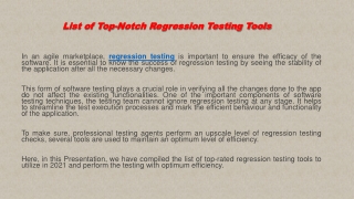 Know The List of Top-Notch Regression Testing Tools