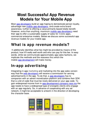 Most Successful App Revenue Models for Your Mobile App