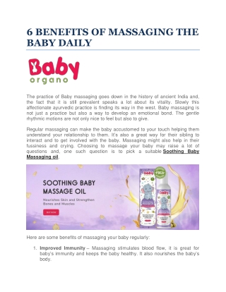 6 BENEFITS OF MASSAGING THE BABY DAILY