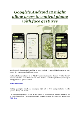 Google's Android 12 might allow users to control phone with face gestures