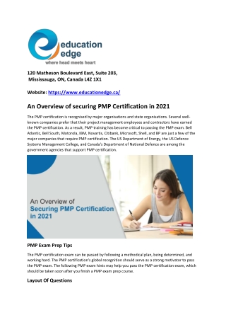 An Overview of securing PMP Certification in 2021