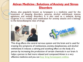 Ativan Medicine - Solutions of Anxiety and Stress Disorders-converted