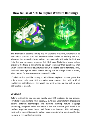 (PDF) How to Use AI SEO to Higher Website Rankings