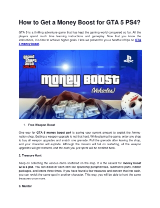 How to Get a Money Boost for GTA 5 PS4