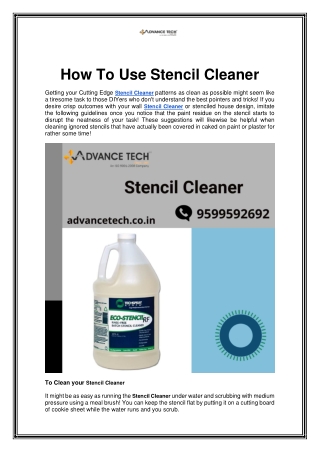 How To Use Stencil Cleaner