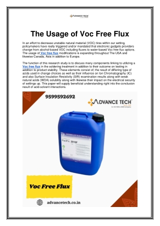 The Usage of Voc Free Flux