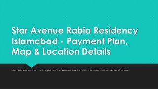 Star Avenue Rabia Residency Islamabad - Payment Plan