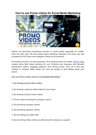 How to use Promo videos for Social Media Marketing