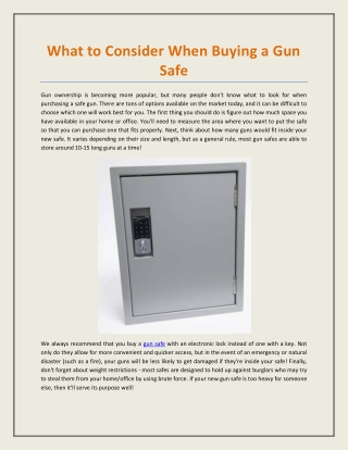 What to Consider When Buying a Gun Safe