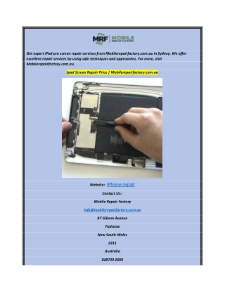 Ipad Screen Repair Price  Mobilerepairfactory.com.au