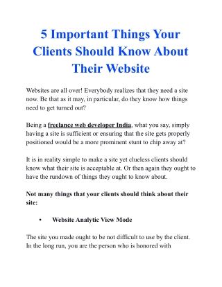 5 Important Things Your Clients Should Know About Their Website
