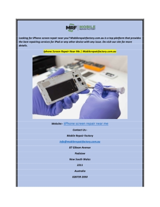 Iphone Screen Repair Near Me Mobilerepairfactory.com.au