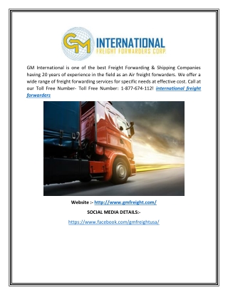 Reliable International Freight Forwarders at Gmfreight com