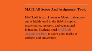 MATLAB Scope And Assignment Topic