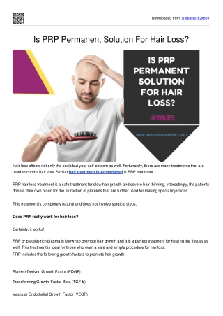 Is PRP Permanent Solution For Hair Loss