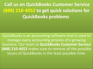 Call us on QuickBooks Customer Service (888) 210-4052